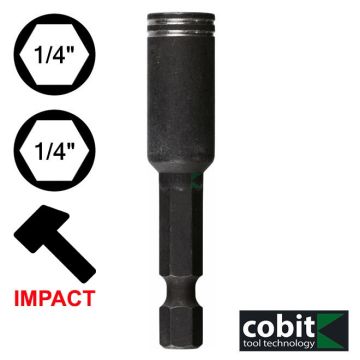 10124 "Cobit 1/4" 6,3x54 mm smūginis adapteris su žiedu juodas