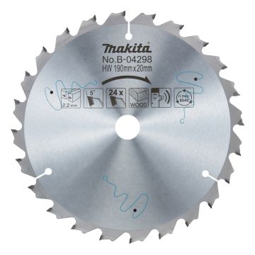T.C.T. medžio pjūklo žoliapjovė 190X2.2X20mm 5° T24 Standartinis medienai skirtas pjūklas 190X2.2X20mm
