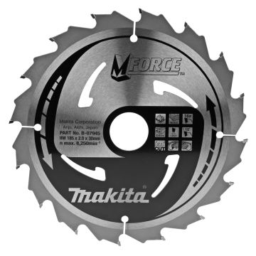 T.C.T. Medienos pjūklo dantis 185X2X30mm 15° T16 M-FORCE