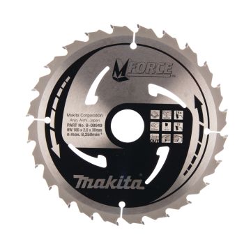 T.C.T. Medienos pjūklo dantis 185X2X30mm 15° T24 M-FORCE