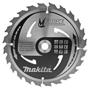 T.C.T. Medienos pjūklo diskas 190X2X15,88 mm 15° T24 M-FORCE