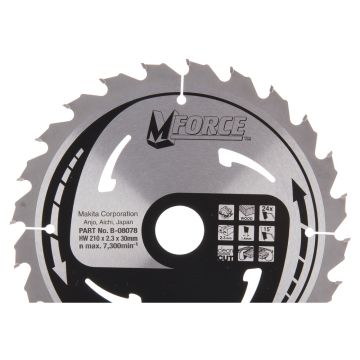 T.C.T. Medienos pjūklo diskas 210X2,3X30 mm 15° T24 M-FORCE