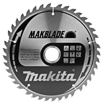 T.C.T. Medienos pjūklo diskas 216X2.1X30mm 10° T40 MAKBLADE