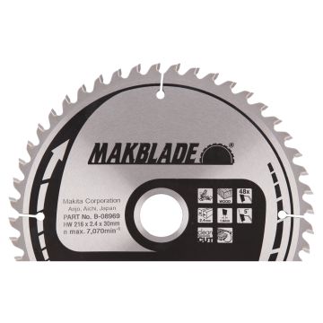 T.C.T. Medienos pjūklo diskas 216X2,4X30 mm 5° T48 MAKBLADE