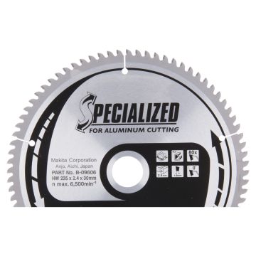 T.C.T. Aliuminio pjūklo diskas 235X2.4X30mm 0° T80 SPECIALIZUOTAS aliuminiui