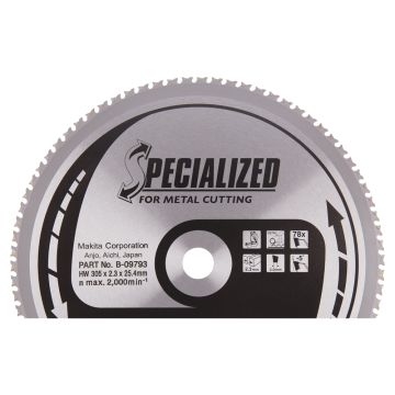 T.C.T. Metalo pjūklo diskas 305X2.3X25.4mm -5° T78 SPECIALIZUOTAS metalo pjovimui