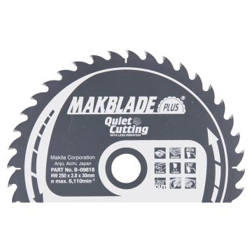 T.C.T. Medienos pjūklo diskas 250X2,8X30 mm 20° T40 MAKBLADE PLUS