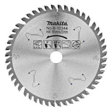 T.C.T. Pjūklo diskas 165X2.4X20mm 5° T48 SPECIALIZUOTAS įleidžiamiesiems pjūklams