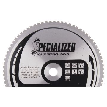 T.C.T. Daugiasluoksnių plokščių trimeris 355X2.6X30mm 0° T80 SPECIALIZUOTAS daugiasluoksnėms plokštėms