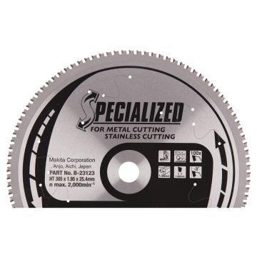 T.C.T. Metalo/nerūdijančio plieno pjūklo diskas 305X1.95X25.4mm -3° T100 SPECIALIZED Inox pjovimui