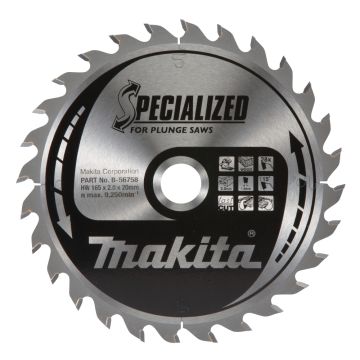 T.C.T. Medienos pjūklo diskas 165X2X20mm 15° T28 SPECIALIZUOTAS įleidžiamiesiems pjūklams