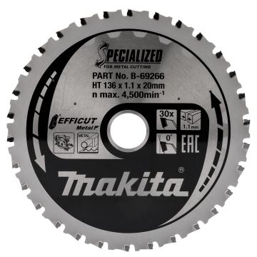 T.C.T. Metalo pjūklas 136X1.1X20mm 0° T30 EFFICUT METAL