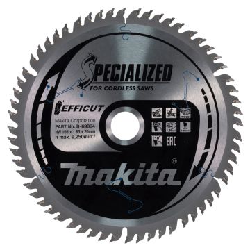 T.C.T. Medienos pjūklo diskas 165X1,85X20 mm 10° T60 EFFICUT