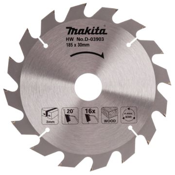 T.C.T. Medienos pjūklo dantis 185X2X30mm 20° T16 Standartinis medienai skirtas pjūklas 185X2X30mm 20° T16