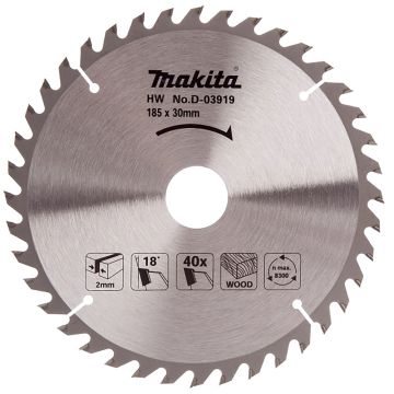 T.C.T. Medienos pjūklo dantis 185X2X30mm 18° T40 Standartinis medienai skirtas pjūklo dantis 185X2X30mm 18° T40