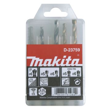1/4" grąžtų rinkinys (akmuo 6, medis 5,6; metalas 5,6)