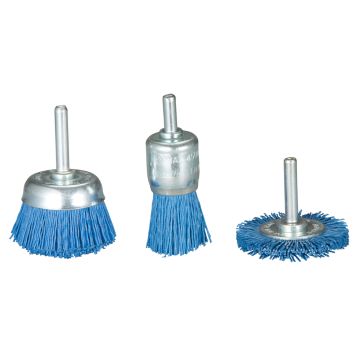 Nailoninių šepetėlių rinkinys grąžtams 3vnt (mėlynas) P240