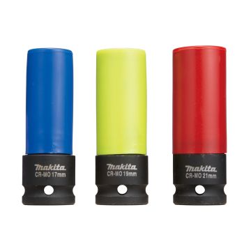 E-12354 Plonasienių smūginių lizdų rinkinys 3 vnt. 1/2" 85 mm (17,19 ir 21 mm)