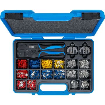 Presēšanas knaibļu komplekts | ar 2 žokļu pāriem | ar kabeļu uzgaļu komplektu | 1000 gab.