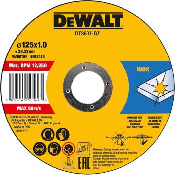 DT3507-QZ Dewalt griezējdisks 125x1mm , 10gb