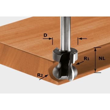 Juostinių rankenų freza HW S8 D22/16/R2,5+6