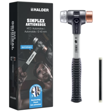Simplex skardininko plaktukas + plaktukas su nailoniniais keičiamais antgaliais