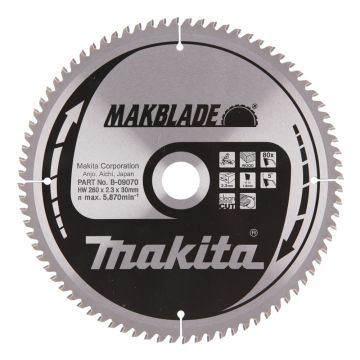 T.C.T. Medienos pjūklo diskas 260X2,3X30 mm 5° T80 MAKBLADE