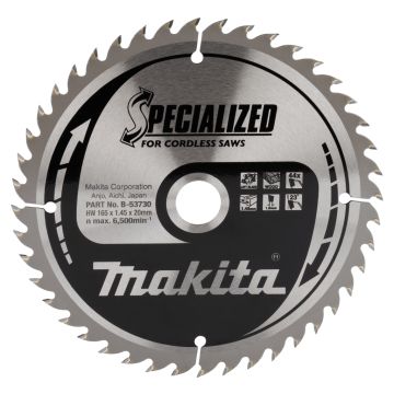 T.C.T. Medienos pjūklo diskas 165X1.45X20mm 23° T44 SPECIALIZED, skirtas akumuliatoriniams diskiniams pjūklams