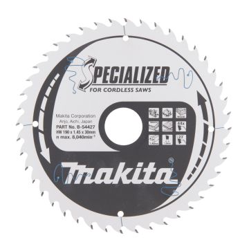 T.C.T. Medienos/MDF/Laminato pjūklo diskas 190X1.45X30mm 23° T44 SPECIALIZED, skirtas akumuliatoriniams diskiniams pjūklams