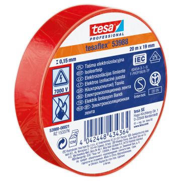 Izoliacinė juosta 19 mm x 20 m tesa raudona