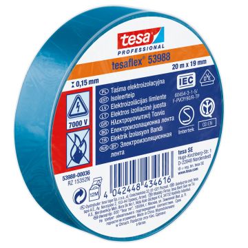 Izoliacinė juosta 19 mm x 20 m tesa mėlyna