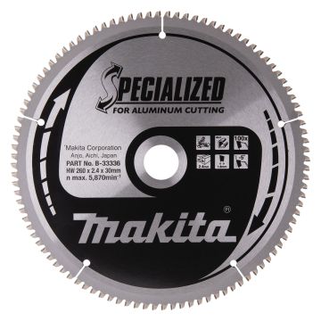 B-33336  Zāģripa alumīnijam 260X2.4X30mm -5° T100