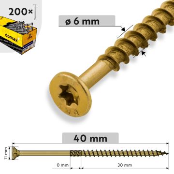 6x40 skrūve kokam ar torx T30 (200gb)