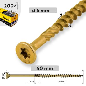 6x60 skrūve kokam ar torx T30 (200gb)
