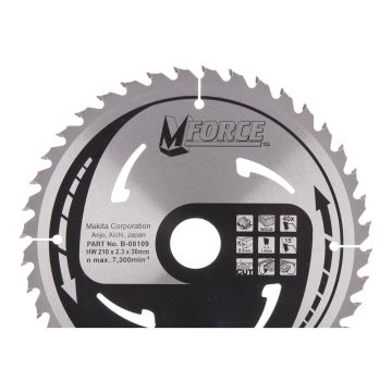 T.C.T. Medienos pjūklo diskas 210X2,3X30 mm 15° T40 M-FORCE