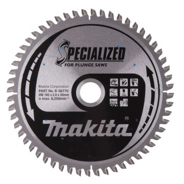 T.C.T. Aliumininis pjūklo diskas 165X2X20mm -3° T56 SPECIALIZUOTAS įleidžiamiesiems pjūklams