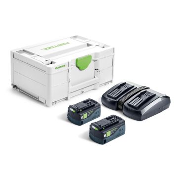 Akumuliatorių ir įkroviklio rinkinys SYS 18V 2x5,0/TCL 6 DUO