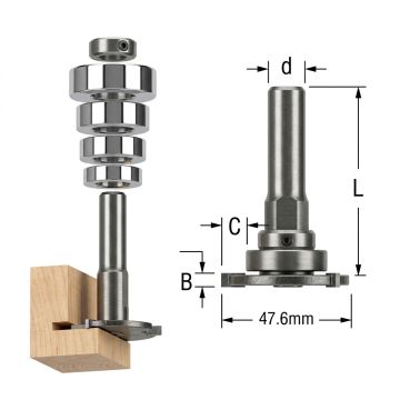 Horizontalių griovelių frezų rinkinys su 4 guoliais 47,6 mmX4 mm